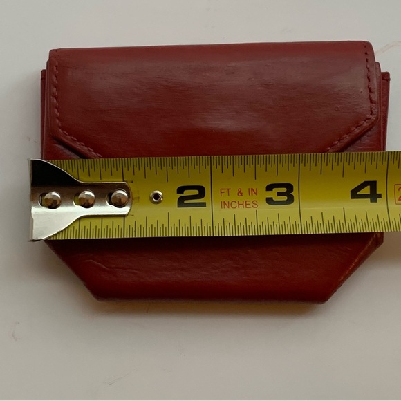 VTG Coach Red Leather Coin Pouch Geometric Envelope Expandable RESTORED 90s Y2K - Picture 16 of 16